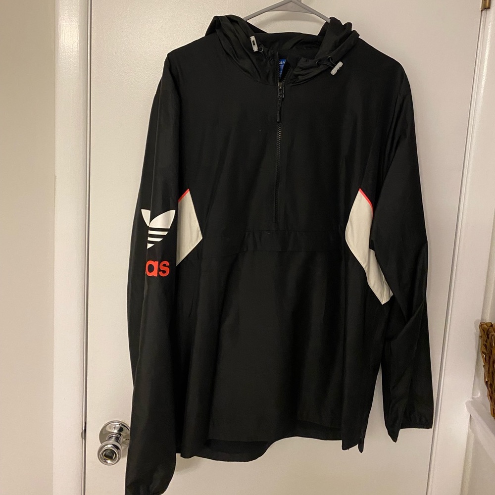 Mens Adidas anorak jacket pullover windbreaker rain L